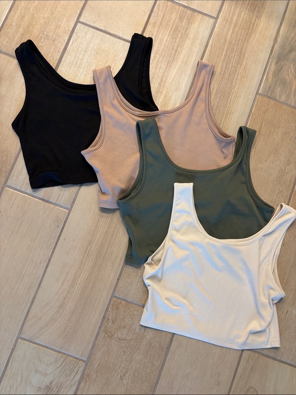 Women’s Shein Scoop Neck Cropped Tank Top - Black, Taupe, Olive, Cream size  1xl